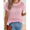 imageANRABESS Womens Tops 2026 Trendy Summer Shirts Crochet Cap Sleeve Knitted Sweater Spring Beach Vacation ClothesPink