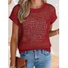 imageANRABESS Womens Tops 2026 Trendy Summer Shirts Crochet Cap Sleeve Knitted Sweater Spring Beach Vacation ClothesRed