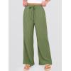 imageANRABESS Womens Wide Leg Beach Pants Elastic Waist Lightweight Casual Flowy Palazzo Lounge Trousers with PocketsArmy Green