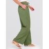 imageANRABESS Womens Wide Leg Beach Pants Elastic Waist Lightweight Casual Flowy Palazzo Lounge Trousers with PocketsArmy Green