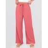 imageANRABESS Womens Wide Leg Beach Pants Elastic Waist Lightweight Casual Flowy Palazzo Lounge Trousers with PocketsCoral