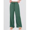 imageANRABESS Womens Wide Leg Beach Pants Elastic Waist Lightweight Casual Flowy Palazzo Lounge Trousers with PocketsDeep Green