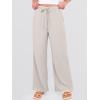 imageANRABESS Womens Wide Leg Beach Pants Elastic Waist Lightweight Casual Flowy Palazzo Lounge Trousers with PocketsDusty Apricot