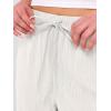 imageANRABESS Womens Wide Leg Beach Pants Elastic Waist Lightweight Casual Flowy Palazzo Lounge Trousers with PocketsOffwhite
