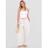 imageANRABESS Womens Wide Leg Beach Pants Elastic Waist Lightweight Casual Flowy Palazzo Lounge Trousers with PocketsOffwhite
