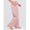 imageANRABESS Womens Wide Leg Beach Pants Elastic Waist Lightweight Casual Flowy Palazzo Lounge Trousers with PocketsPink