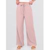 imageANRABESS Womens Wide Leg Beach Pants Elastic Waist Lightweight Casual Flowy Palazzo Lounge Trousers with PocketsPink