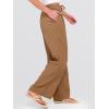 imageANRABESS Womens Wide Leg Beach Pants Elastic Waist Lightweight Casual Flowy Palazzo Lounge Trousers with PocketsYellow Brown