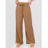 imageANRABESS Womens Wide Leg Beach Pants Elastic Waist Lightweight Casual Flowy Palazzo Lounge Trousers with PocketsYellow Brown