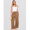 imageANRABESS Womens Wide Leg Beach Pants Elastic Waist Lightweight Casual Flowy Palazzo Lounge Trousers with PocketsYellow Brown