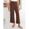 imageANRABESS Womens Wide Leg Palazzo Pants Summer Beach High Waisted Cropped Flowy Pants 2026 Dressy Casual Trousers with PocketsCoffee