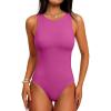 imageANRABESS Bodysuits for Women Summer Sleeveless Slim Fitted Crew Neck Bodysuit Tank Tops 2026 Sexy Going Out Trendy OutfitsHot Pink