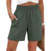 imageANRABESS Linen Shorts for Women Casual Summer High Waisted Wide Leg Lounge Beach Vacation Shorts with Pockets 2026 SpringArmy Green