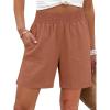 imageANRABESS Linen Shorts for Women Casual Summer High Waisted Wide Leg Lounge Beach Vacation Shorts with Pockets 2026 SpringRust Red