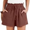 imageANRABESS Linen Shorts for Women Summer Casual Wide Leg Loose High Waist Drawstring Dressy Shorts 2026 Beach Vacation ClothesRed Brown