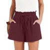 imageANRABESS Shorts for Women Summer Casual High Waisted Wide Leg Drawstring Lounge Shorts Comfy 2026 Beach Vacation ClothesWine Red