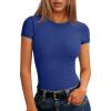 imageANRABESS Women Short Sleeve Tops Summer 2026 Double Lined Crewneck T Shirt Basic Tight Workout Tee Y2k ClothesRoyal Blue