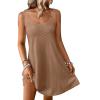 imageANRABESS Womens Cover Up 2026 Beach Vacation Tank Dress Eyelet Spaghetti Strap Bathing Suit Summer Swimsuits Mini SundressCamel