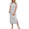 imageANRABESS Womens Midi DressSummer Long Tshirts DressesShort Sleeve Split StripeComfy Travel Beach Vacation Casual WearGrey White Stripe