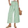 imageANRABESS Womens Striped Gingham Palazzo Capri Pants Pajama Wide Leg Lounge Trousers Plaid Cute Crop PJ Bottoms with PocketsGreen White Plaid