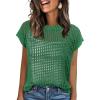 imageANRABESS Womens Tops 2026 Trendy Summer Shirts Crochet Cap Sleeve Knitted Sweater Spring Beach Vacation ClothesGreen