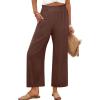 imageANRABESS Womens Wide Leg Palazzo Pants Summer Beach High Waisted Cropped Flowy Pants 2026 Dressy Casual Trousers with PocketsCoffee