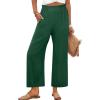 imageANRABESS Womens Wide Leg Palazzo Pants Summer Beach High Waisted Cropped Flowy Pants 2026 Dressy Casual Trousers with PocketsForest Green