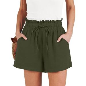 imageANRABESS Shorts for Women Summer Casual High Waisted Wide Leg Drawstring Lounge Shorts Comfy 2026 Beach Vacation ClothesArmy Green