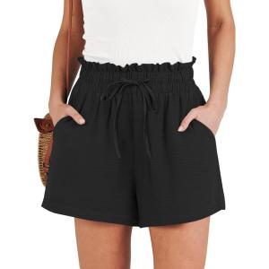 imageANRABESS Shorts for Women Summer Casual High Waisted Wide Leg Drawstring Lounge Shorts Comfy 2026 Beach Vacation ClothesBlack