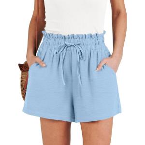 imageANRABESS Shorts for Women Summer Casual High Waisted Wide Leg Drawstring Lounge Shorts Comfy 2026 Beach Vacation ClothesBright Blue