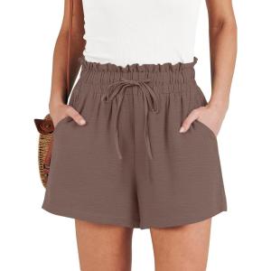 imageANRABESS Shorts for Women Summer Casual High Waisted Wide Leg Drawstring Lounge Shorts Comfy 2026 Beach Vacation ClothesBrown