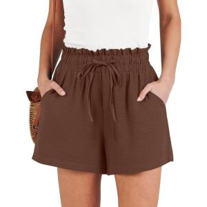 imageANRABESS Shorts for Women Summer Casual High Waisted Wide Leg Drawstring Lounge Shorts Comfy 2026 Beach Vacation ClothesCoffee