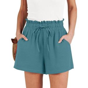 imageANRABESS Shorts for Women Summer Casual High Waisted Wide Leg Drawstring Lounge Shorts Comfy 2026 Beach Vacation ClothesLake