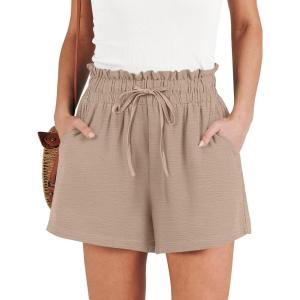 imageANRABESS Shorts for Women Summer Casual High Waisted Wide Leg Drawstring Lounge Shorts Comfy 2026 Beach Vacation ClothesLight Camel