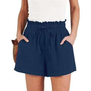 imageANRABESS Shorts for Women Summer Casual High Waisted Wide Leg Drawstring Lounge Shorts Comfy 2026 Beach Vacation ClothesNavy Blue