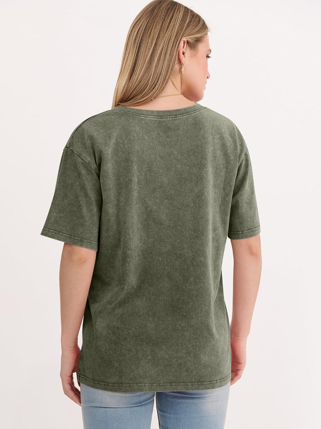 imageANRABESS Womens Oversized Acid Washed TShirt Short Sleeve Vintage Casual V Neck Tops 2026 Summer Basic Tee Trendy ClothesArmy Green