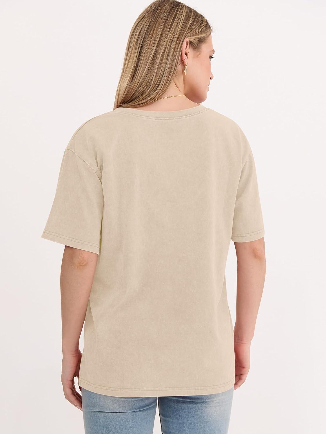 imageANRABESS Womens Oversized Acid Washed TShirt Short Sleeve Vintage Casual V Neck Tops 2026 Summer Basic Tee Trendy ClothesBeige
