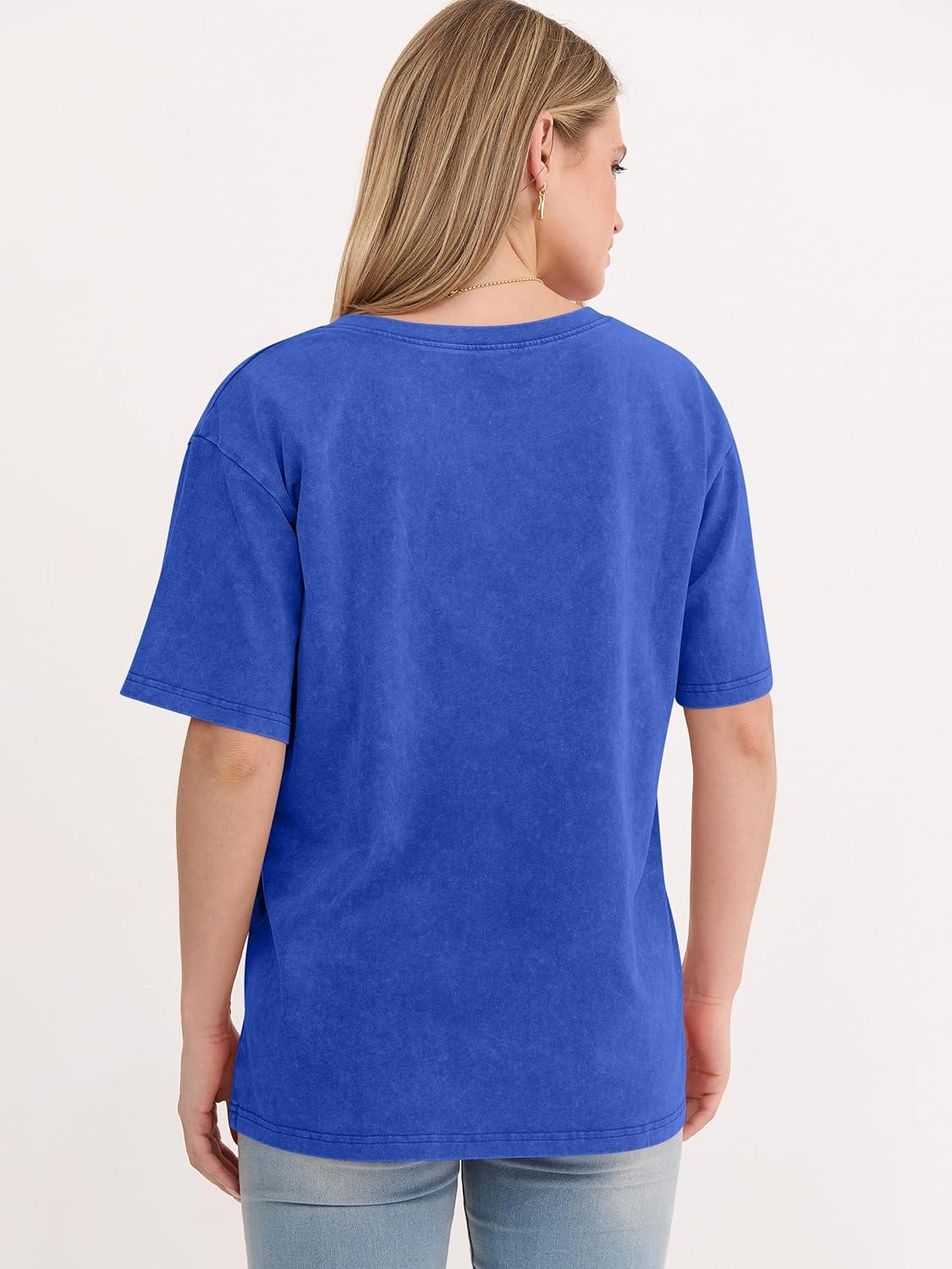 imageANRABESS Womens Oversized Acid Washed TShirt Short Sleeve Vintage Casual V Neck Tops 2026 Summer Basic Tee Trendy ClothesBlue