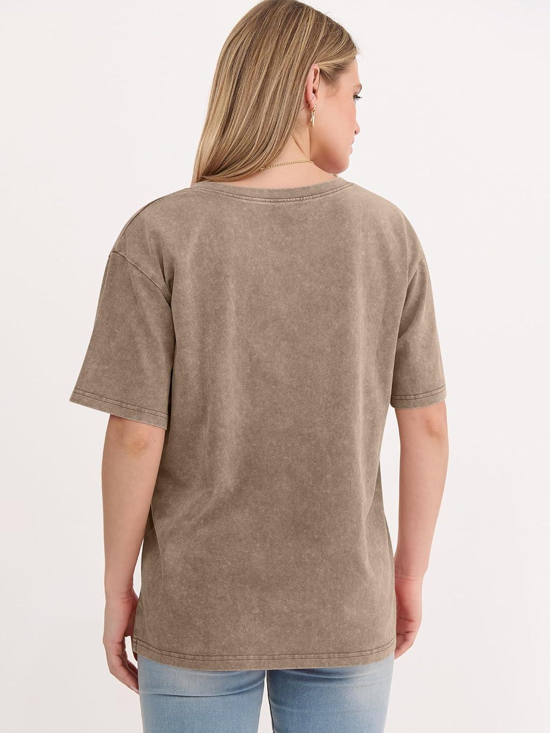 imageANRABESS Womens Oversized Acid Washed TShirt Short Sleeve Vintage Casual V Neck Tops 2026 Summer Basic Tee Trendy ClothesCoffee