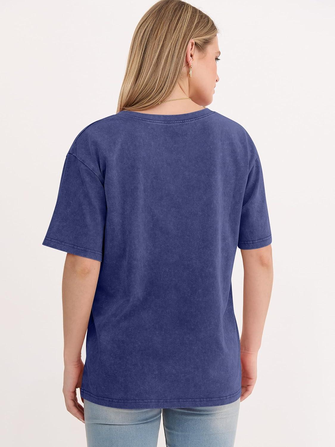 imageANRABESS Womens Oversized Acid Washed TShirt Short Sleeve Vintage Casual V Neck Tops 2026 Summer Basic Tee Trendy ClothesDeed Blue