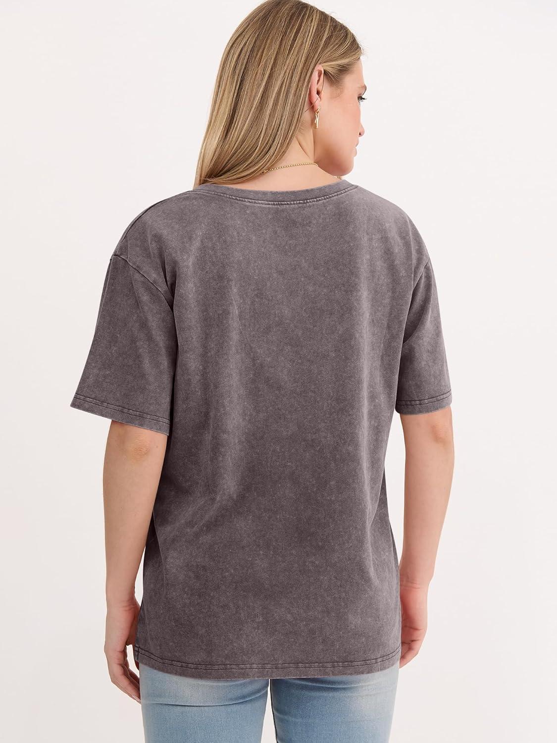 imageANRABESS Womens Oversized Acid Washed TShirt Short Sleeve Vintage Casual V Neck Tops 2026 Summer Basic Tee Trendy ClothesDeep Brown