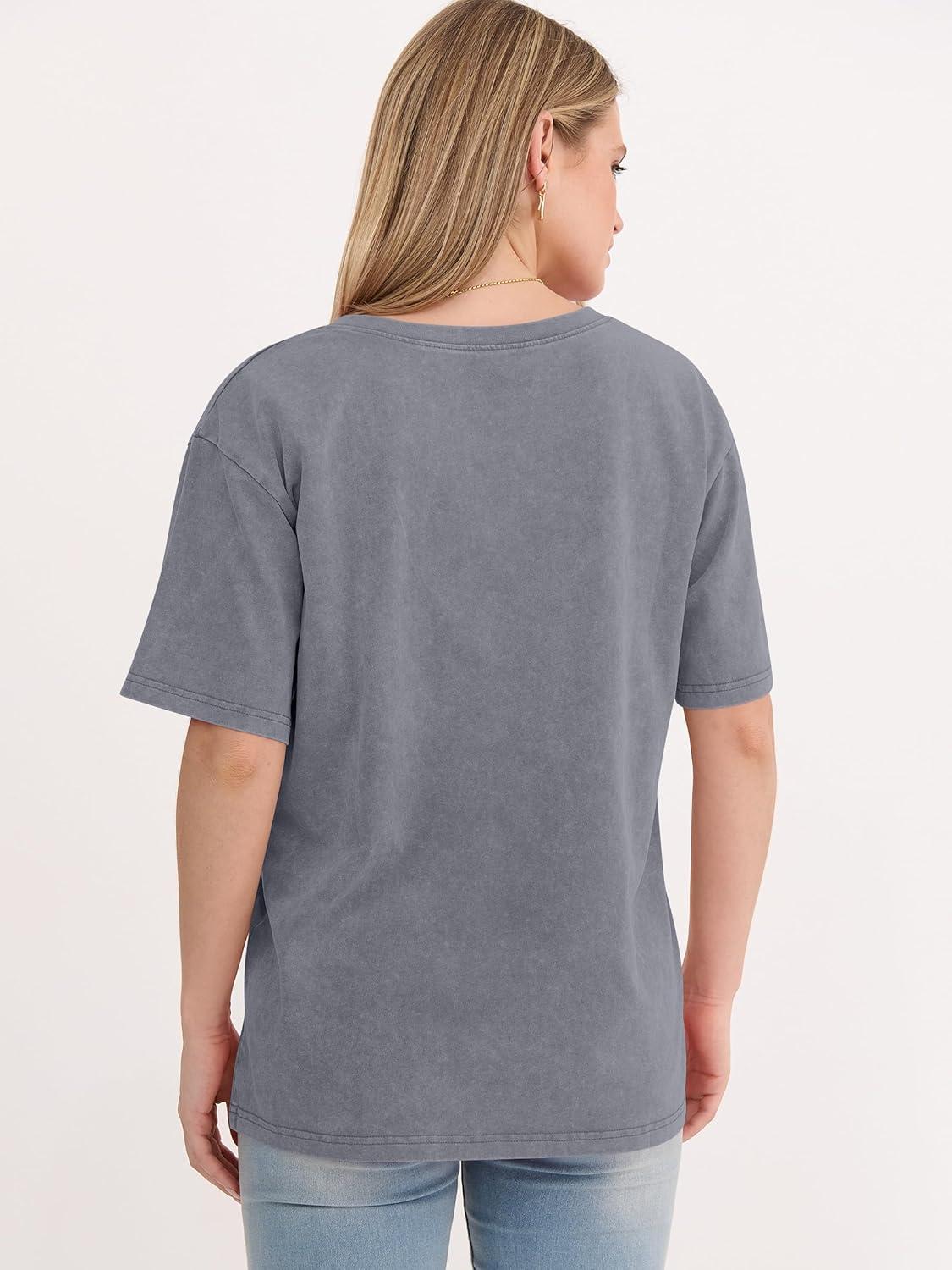 imageANRABESS Womens Oversized Acid Washed TShirt Short Sleeve Vintage Casual V Neck Tops 2026 Summer Basic Tee Trendy ClothesLight Grey
