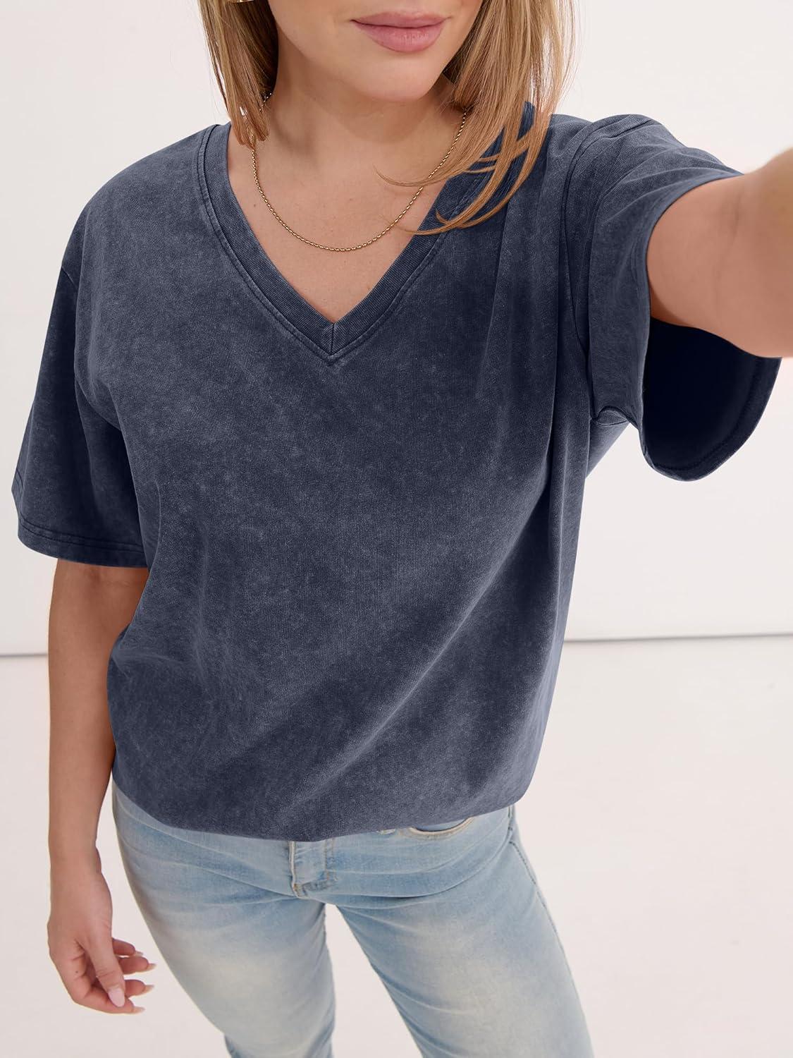 imageANRABESS Womens Oversized Acid Washed TShirt Short Sleeve Vintage Casual V Neck Tops 2026 Summer Basic Tee Trendy ClothesNavy Blue