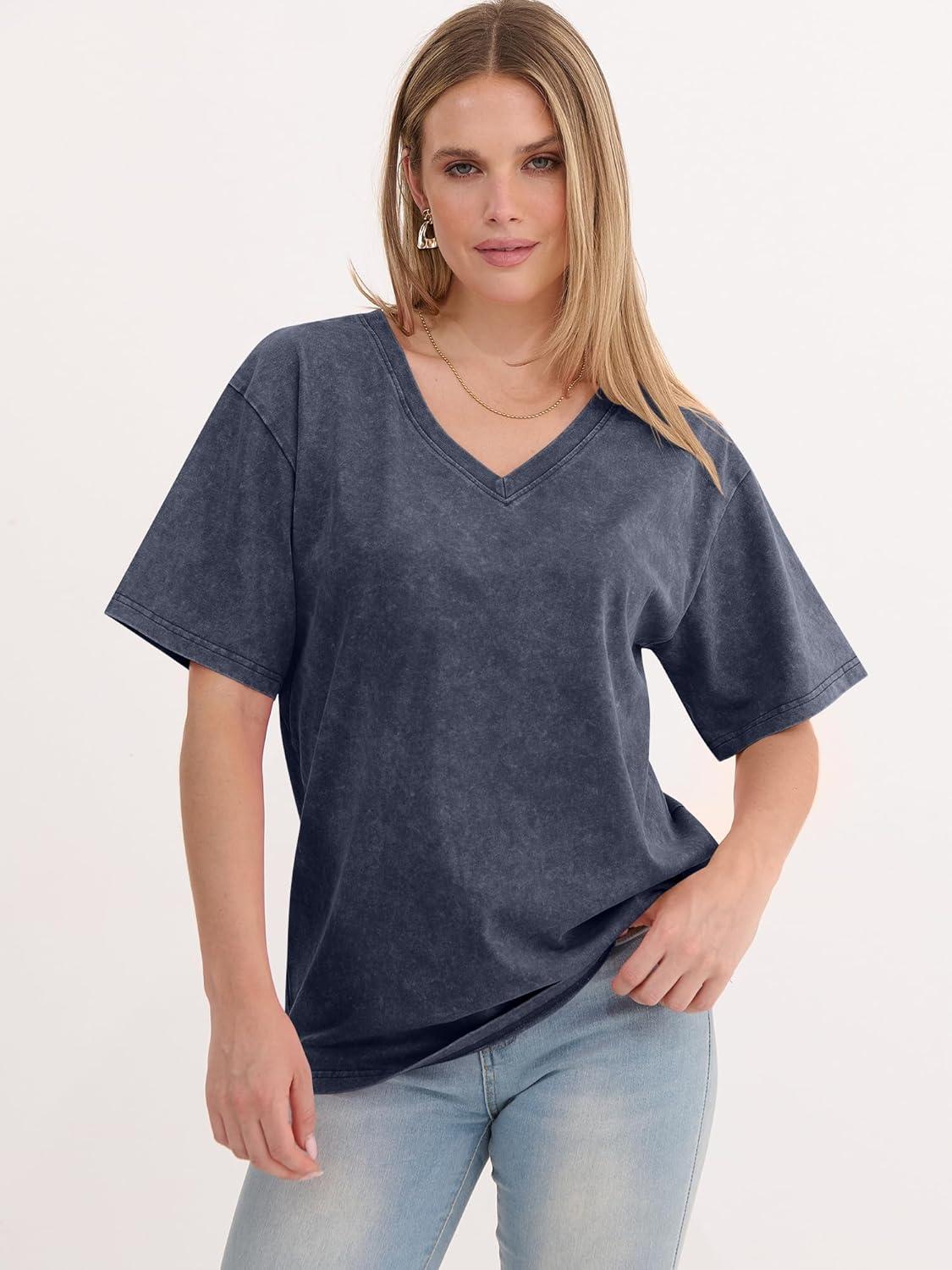 imageANRABESS Womens Oversized Acid Washed TShirt Short Sleeve Vintage Casual V Neck Tops 2026 Summer Basic Tee Trendy ClothesNavy Blue