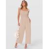 imageANRABESS Jumpsuits for Women Dressy One Piece Summer Outfits Wide Leg Sleeveless Smocked Romper Jumpers Casual Beach OverallsParchment