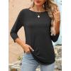 imageANRABESS Women 34 Length Sleeve Tops 2026 Summer Tshirts Boat Neck Tunic Shirt Basic Tee Blouse Fall Travel Outfits ClothesBlack