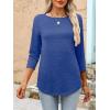 imageANRABESS Women 34 Length Sleeve Tops 2026 Summer Tshirts Boat Neck Tunic Shirt Basic Tee Blouse Fall Travel Outfits ClothesBlue