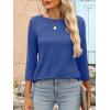 imageANRABESS Women 34 Length Sleeve Tops 2026 Summer Tshirts Boat Neck Tunic Shirt Basic Tee Blouse Fall Travel Outfits ClothesBlue