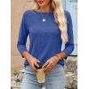 imageANRABESS Women 34 Length Sleeve Tops 2026 Summer Tshirts Boat Neck Tunic Shirt Basic Tee Blouse Fall Travel Outfits ClothesBlue