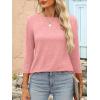 imageANRABESS Women 34 Length Sleeve Tops 2026 Summer Tshirts Boat Neck Tunic Shirt Basic Tee Blouse Fall Travel Outfits ClothesCoral